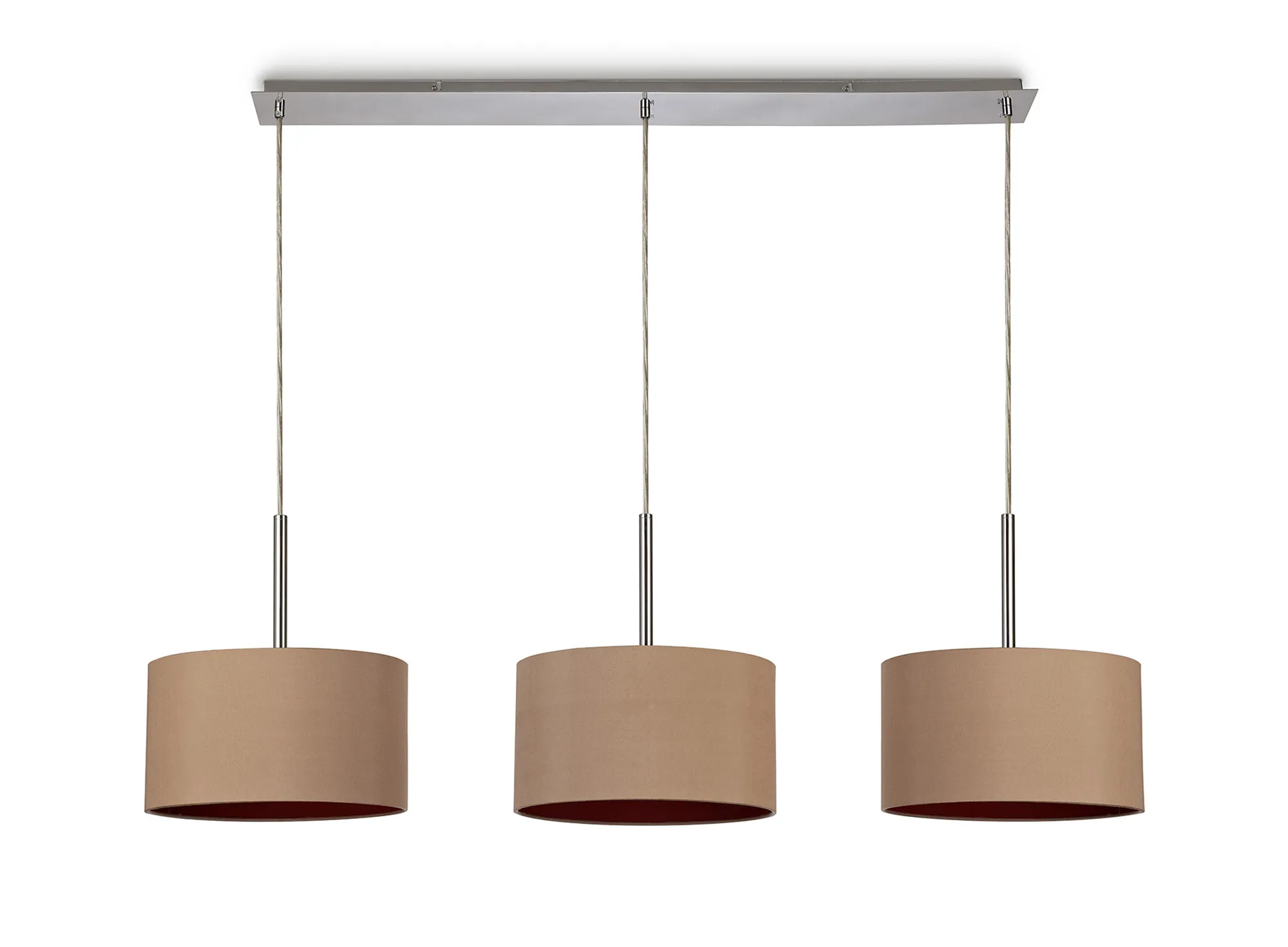 Baymont 30cm Shade 3 Light Pendant Polished Chrome, Antique Gold/Ruby DK0558  Deco Baymont CH AG